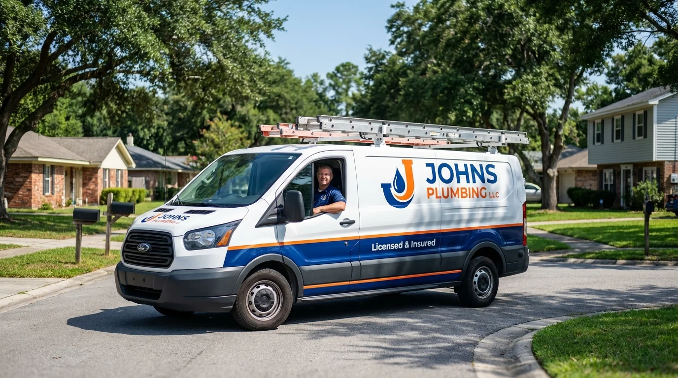 Johns Plumbing LLC service van in Marquette, MI
