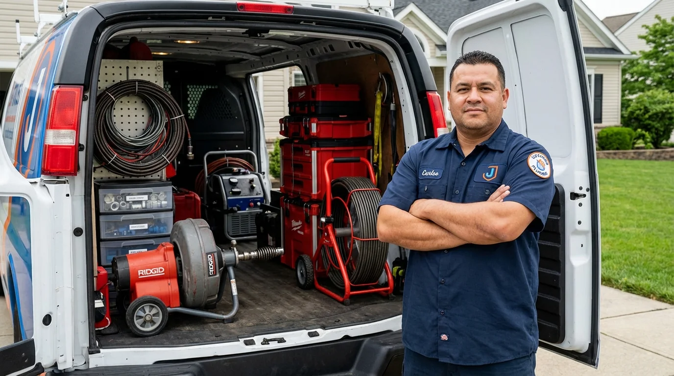 Professional drain cleaning equipment and Johns Plumbing LLC plumber in Marquette