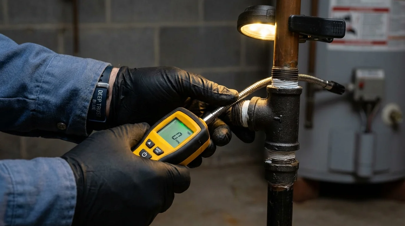 Gas leak detection with electronic sniffer by Johns Plumbing LLC in Marquette