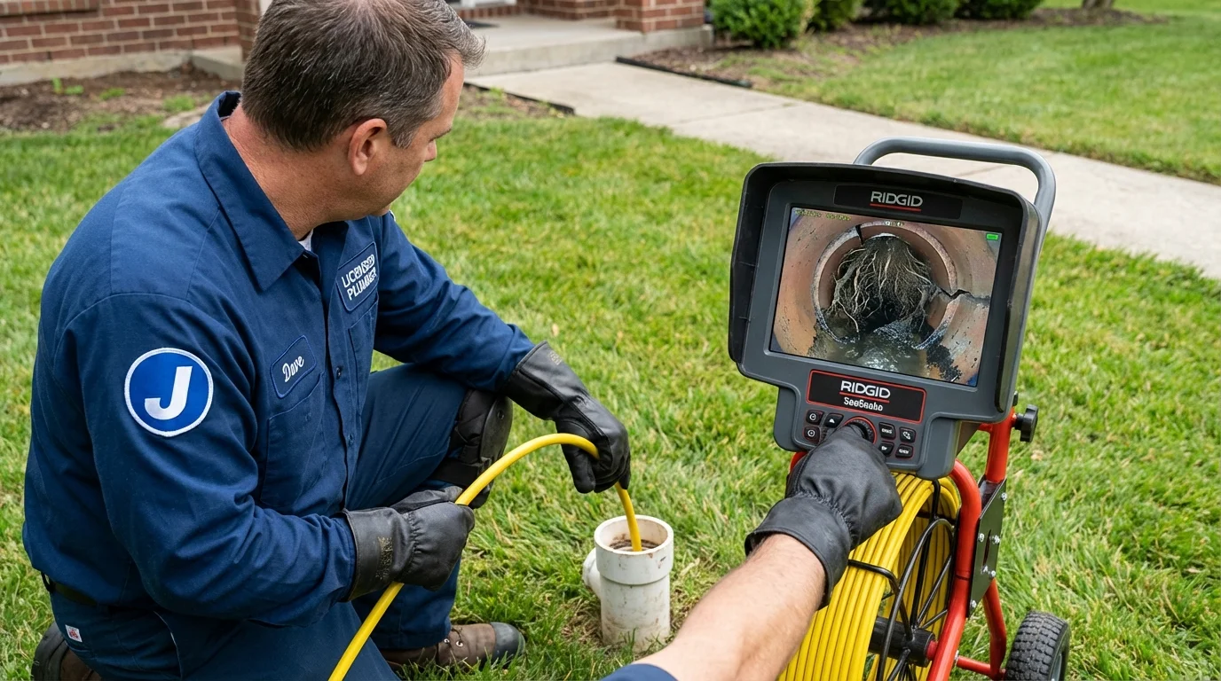 Sewer camera inspection being performed by Johns Plumbing LLC in Marquette