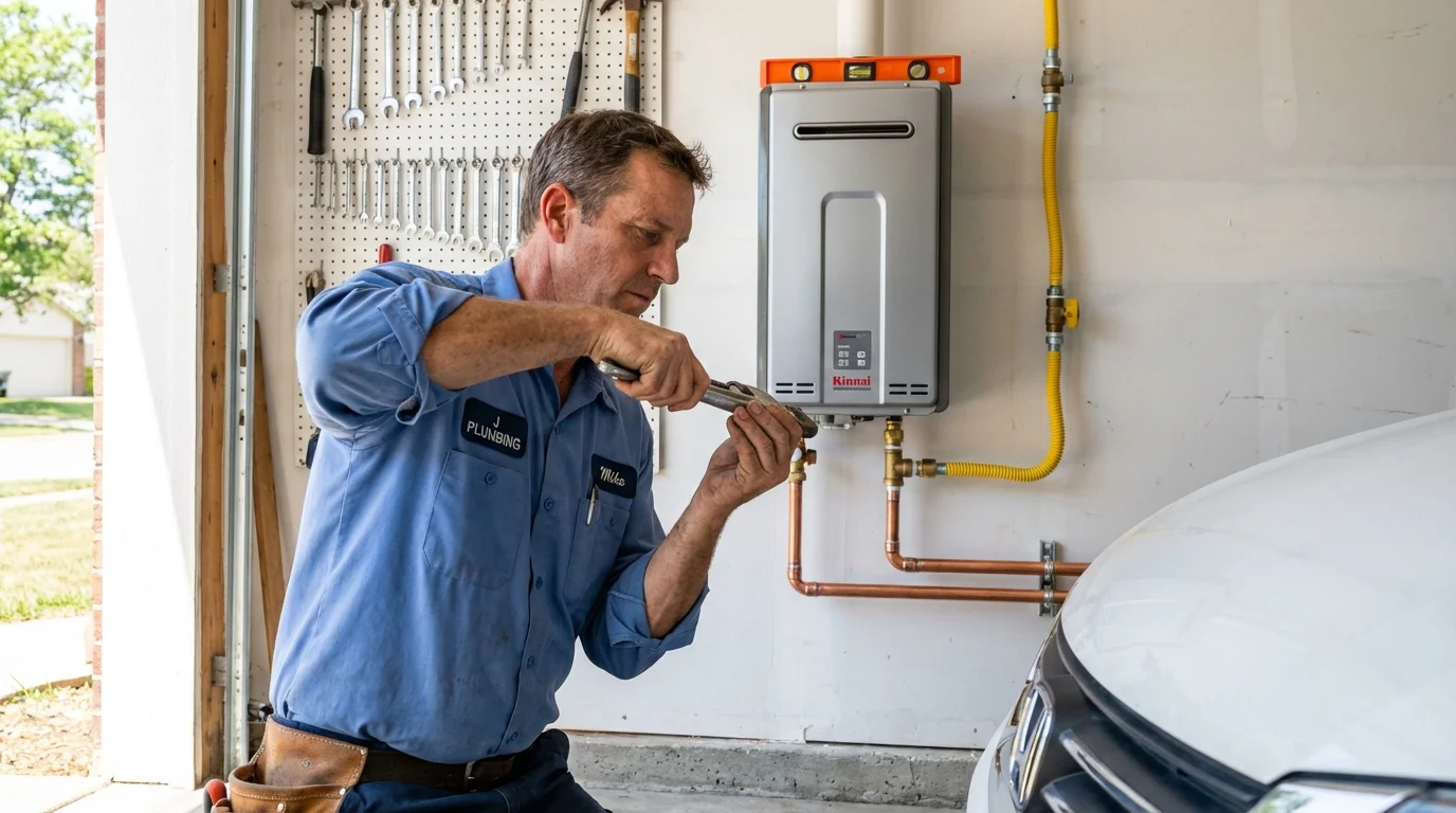 Tankless water heater installation by a Johns Plumbing LLC plumber in Marquette